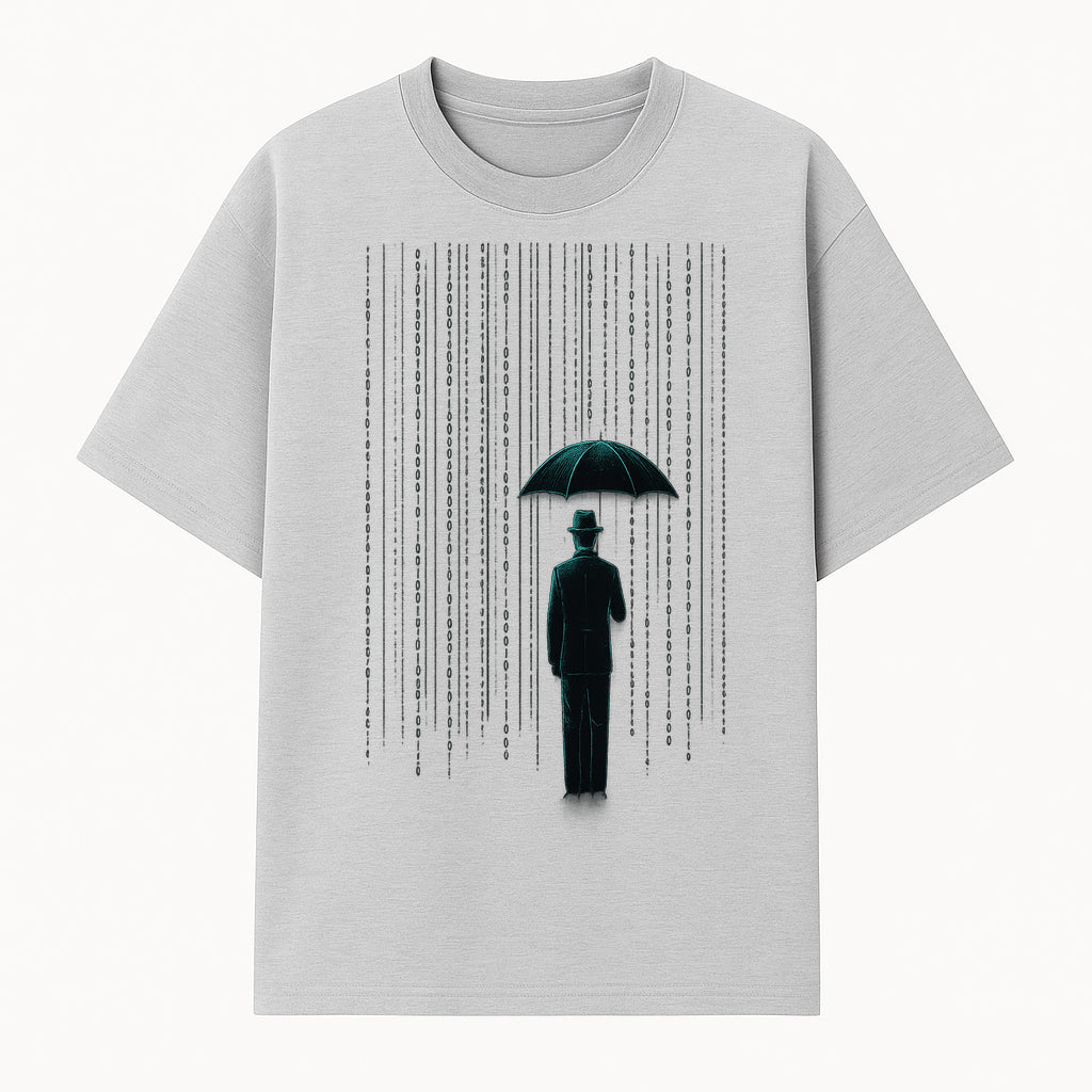 Digital Rain Umbrella Art Print - Retro Sci-Fi Illustrations for Home Decor, Wall Art, and Tech Enthusiasts - T-shirt 1758004714995.jpg