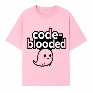 Cute Ghost Code-Blooded Graphic Tee for Programmers and Tech Lovers, Fun Gift for Coders, Halloween or Everyday Wear - T-shirt 1758004715222.jpg