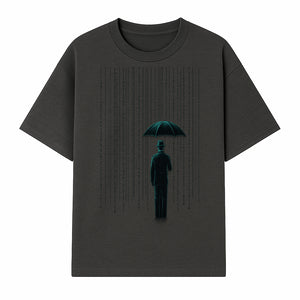 Digital Rain Umbrella Art Print - Retro Sci-Fi Illustrations for Home Decor, Wall Art, and Tech Enthusiasts - T-shirt 1758004715310.jpg