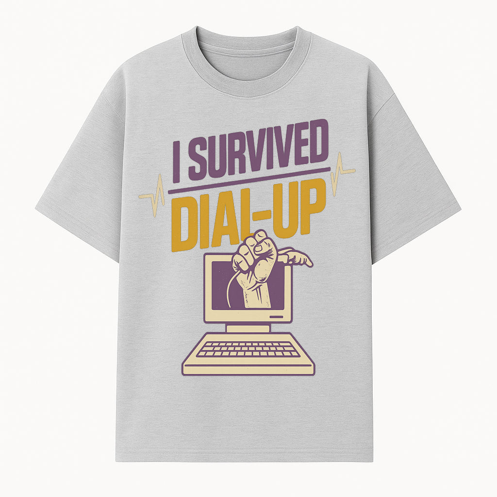 I Survived Dial-Up Internet T-Shirt | Retro Computer Graphic Tee | Nostalgic 90s Vintage Style | Perfect Gift for Tech Lovers - T-shirt 1758004715319.jpg