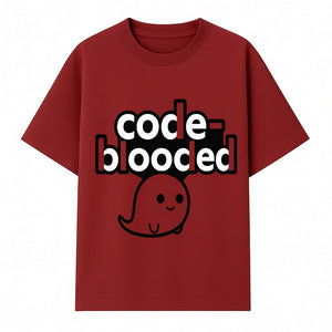Cute Ghost Code-Blooded Graphic Tee for Programmers and Tech Lovers, Fun Gift for Coders, Halloween or Everyday Wear - T-shirt 1758004715380.jpg