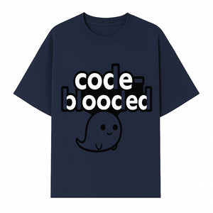 Cute Ghost Code-Blooded Graphic Tee for Programmers and Tech Lovers, Fun Gift for Coders, Halloween or Everyday Wear - T-shirt 1758004715522.jpg