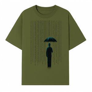 Digital Rain Umbrella Art Print - Retro Sci-Fi Illustrations for Home Decor, Wall Art, and Tech Enthusiasts - T-shirt 1758004715525.jpg