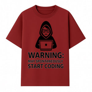 Funny Coding Warning Sign - MAY SPONTANEOUSLY START CODING - Perfect Gift for Programmers, Developers, and Tech Lovers. - T-shirt 1758004715905.jpg