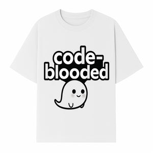 Cute Ghost Code-Blooded Graphic Tee for Programmers and Tech Lovers, Fun Gift for Coders, Halloween or Everyday Wear - T-shirt 1758004715957.jpg