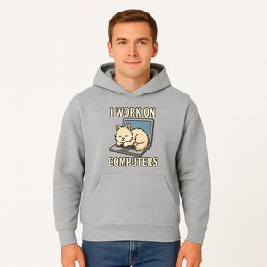 Funny Cat Gift - I Work on Computers Laptop Design - Cute Cat Lover's Work from Home T-Shirt or Mug - Hoodie 1758004716102.jpg
