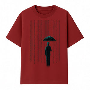 Digital Rain Umbrella Art Print - Retro Sci-Fi Illustrations for Home Decor, Wall Art, and Tech Enthusiasts - T-shirt 1758004716119.jpg