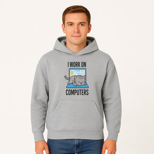 Funny Cat Working on Computers T-Shirt | Tech Humor Gift for Cat Lovers & Programmers - Hoodie 1758004716135.jpg