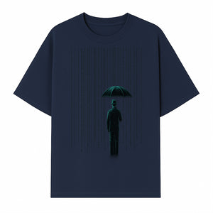 Digital Rain Umbrella Art Print - Retro Sci-Fi Illustrations for Home Decor, Wall Art, and Tech Enthusiasts - T-shirt 1758004716272.jpg