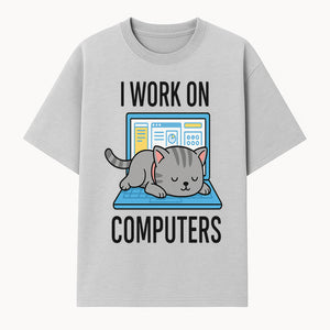 Funny Cat Working on Computers T-Shirt | Tech Humor Gift for Cat Lovers & Programmers - T-shirt 1758004716519.jpg
