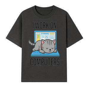Funny Cat Working on Computers T-Shirt | Tech Humor Gift for Cat Lovers & Programmers - T-shirt 1758004716893.jpg