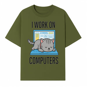 Funny Cat Working on Computers T-Shirt | Tech Humor Gift for Cat Lovers & Programmers - T-shirt 1758004717055.jpg