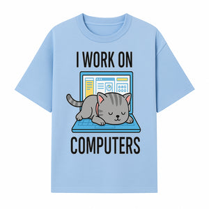 Funny Cat Working on Computers T-Shirt | Tech Humor Gift for Cat Lovers & Programmers - T-shirt 1758004717419.jpg