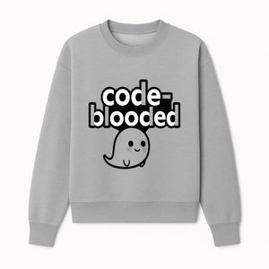 Cute Ghost Code-Blooded Graphic Tee for Programmers and Tech Lovers, Fun Gift for Coders, Halloween or Everyday Wear - Sweatshirt 1758004717451.jpg