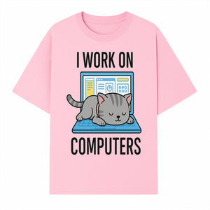 Funny Cat Working on Computers T-Shirt | Tech Humor Gift for Cat Lovers & Programmers - T-shirt 1758004717545.jpg