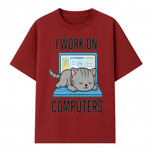 Funny Cat Working on Computers T-Shirt | Tech Humor Gift for Cat Lovers & Programmers - T-shirt 1758004717700.jpg