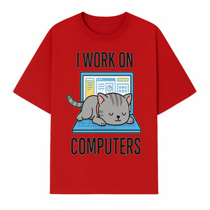 Funny Cat Working on Computers T-Shirt | Tech Humor Gift for Cat Lovers & Programmers - T-shirt 1758004718040.jpg