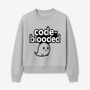 Cute Ghost Code-Blooded Graphic Tee for Programmers and Tech Lovers, Fun Gift for Coders, Halloween or Everyday Wear - Sweatshirt 1758004718147.jpg