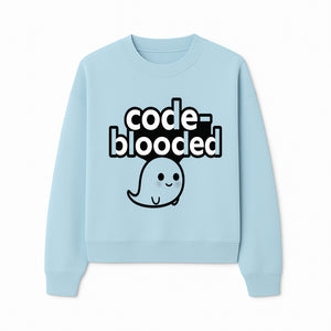 Cute Ghost Code-Blooded Graphic Tee for Programmers and Tech Lovers, Fun Gift for Coders, Halloween or Everyday Wear - Sweatshirt 1758004718301.jpg