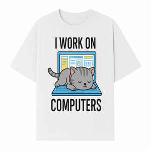 Funny Cat Working on Computers T-Shirt | Tech Humor Gift for Cat Lovers & Programmers - T-shirt 1758004718322.jpg
