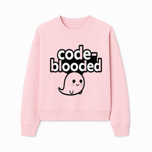 Cute Ghost Code-Blooded Graphic Tee for Programmers and Tech Lovers, Fun Gift for Coders, Halloween or Everyday Wear - Sweatshirt 1758004718435.jpg