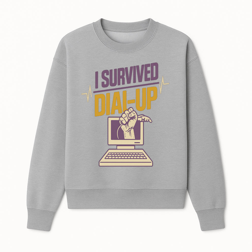 I Survived Dial-Up Internet T-Shirt | Retro Computer Graphic Tee | Nostalgic 90s Vintage Style | Perfect Gift for Tech Lovers - Sweatshirt 1758004718529.jpg