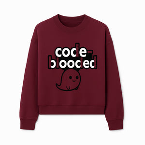 Cute Ghost Code-Blooded Graphic Tee for Programmers and Tech Lovers, Fun Gift for Coders, Halloween or Everyday Wear - Sweatshirt 1758004718609.jpg
