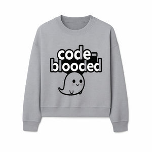 Cute Ghost Code-Blooded Graphic Tee for Programmers and Tech Lovers, Fun Gift for Coders, Halloween or Everyday Wear - Sweatshirt 1758004719177.jpg