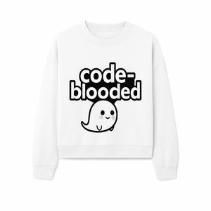 Cute Ghost Code-Blooded Graphic Tee for Programmers and Tech Lovers, Fun Gift for Coders, Halloween or Everyday Wear - Sweatshirt 1758004719361.jpg