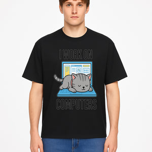 Funny Cat Working on Computers T-Shirt | Tech Humor Gift for Cat Lovers & Programmers - T-shirt 1758004719482.jpg