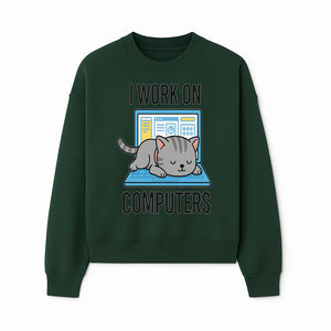 Funny Cat Working on Computers T-Shirt | Tech Humor Gift for Cat Lovers & Programmers - Sweatshirt 1758004720236.jpg