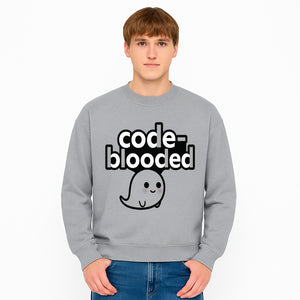 Cute Ghost Code-Blooded Graphic Tee for Programmers and Tech Lovers, Fun Gift for Coders, Halloween or Everyday Wear - Sweatshirt 1758004720555.jpg