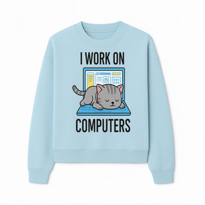 Funny Cat Working on Computers T-Shirt | Tech Humor Gift for Cat Lovers & Programmers - Sweatshirt 1758004720564.jpg