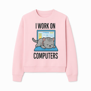 Funny Cat Working on Computers T-Shirt | Tech Humor Gift for Cat Lovers & Programmers - Sweatshirt 1758004720766.jpg