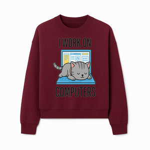 Funny Cat Working on Computers T-Shirt | Tech Humor Gift for Cat Lovers & Programmers - Sweatshirt 1758004720930.jpg