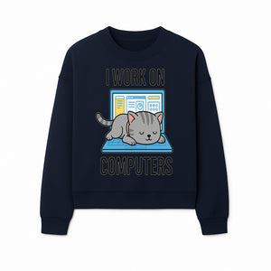 Funny Cat Working on Computers T-Shirt | Tech Humor Gift for Cat Lovers & Programmers - Sweatshirt 1758004721099.jpg