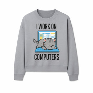 Funny Cat Working on Computers T-Shirt | Tech Humor Gift for Cat Lovers & Programmers - Sweatshirt 1758004721371.jpg
