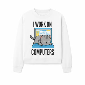 Funny Cat Working on Computers T-Shirt | Tech Humor Gift for Cat Lovers & Programmers - Sweatshirt 1758004721533.jpg