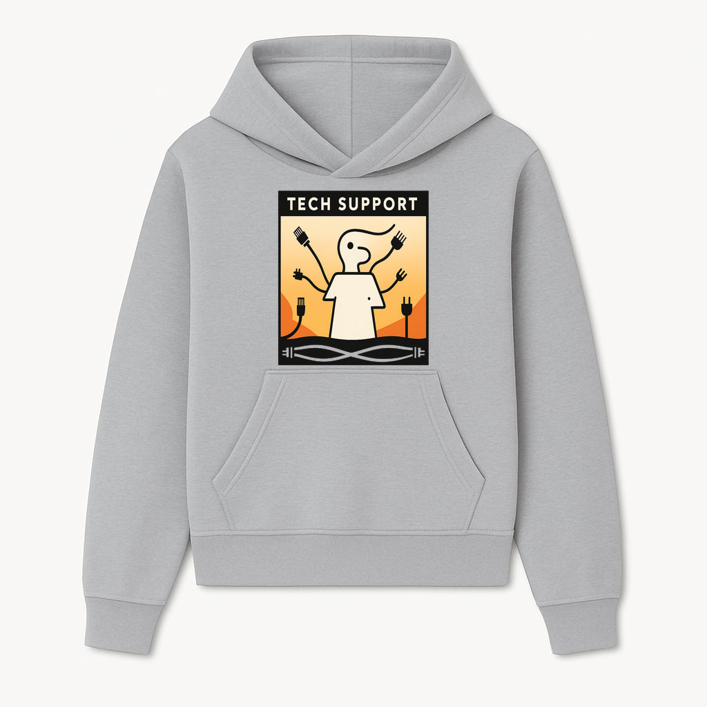 Tech Support Wall Art - Modern Illustration of Tech Guy with Cables, Geeky Decor for Home Office or Workspace - Hoodie 1758004721749.jpg