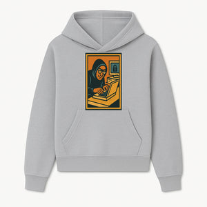 Cybersecurity Art Print - Hacker with Computer and Lock Design - Digital Security Wall Decor - Retro Illustration - Hoodie 1758004721959.jpg