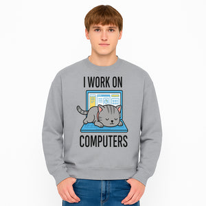 Funny Cat Working on Computers T-Shirt | Tech Humor Gift for Cat Lovers & Programmers - Sweatshirt 1758004722690.jpg