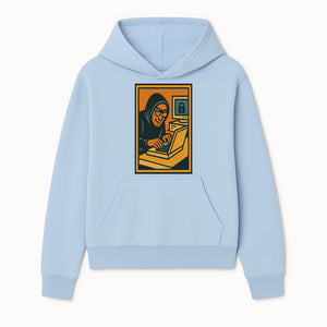Cybersecurity Art Print - Hacker with Computer and Lock Design - Digital Security Wall Decor - Retro Illustration - Hoodie 1758004722760.jpg