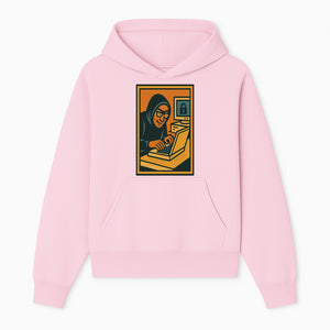 Cybersecurity Art Print - Hacker with Computer and Lock Design - Digital Security Wall Decor - Retro Illustration - Hoodie 1758004722913.jpg