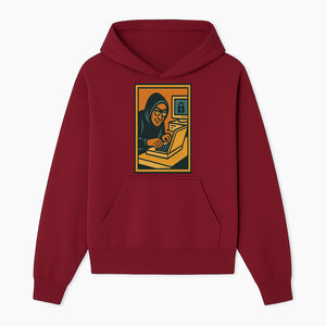 Cybersecurity Art Print - Hacker with Computer and Lock Design - Digital Security Wall Decor - Retro Illustration - Hoodie 1758004723052.jpg
