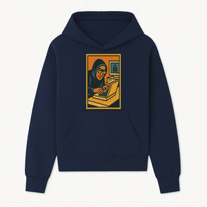 Cybersecurity Art Print - Hacker with Computer and Lock Design - Digital Security Wall Decor - Retro Illustration - Hoodie 1758004723257.jpg