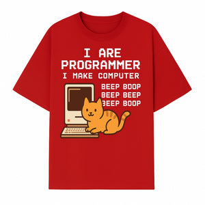 Funny Programmer Cat Design T-Shirt - I Make Computer Beep Boop - Geeky Gift for Tech Lovers and Cat Owners - T-shirt 1758004723289.jpg