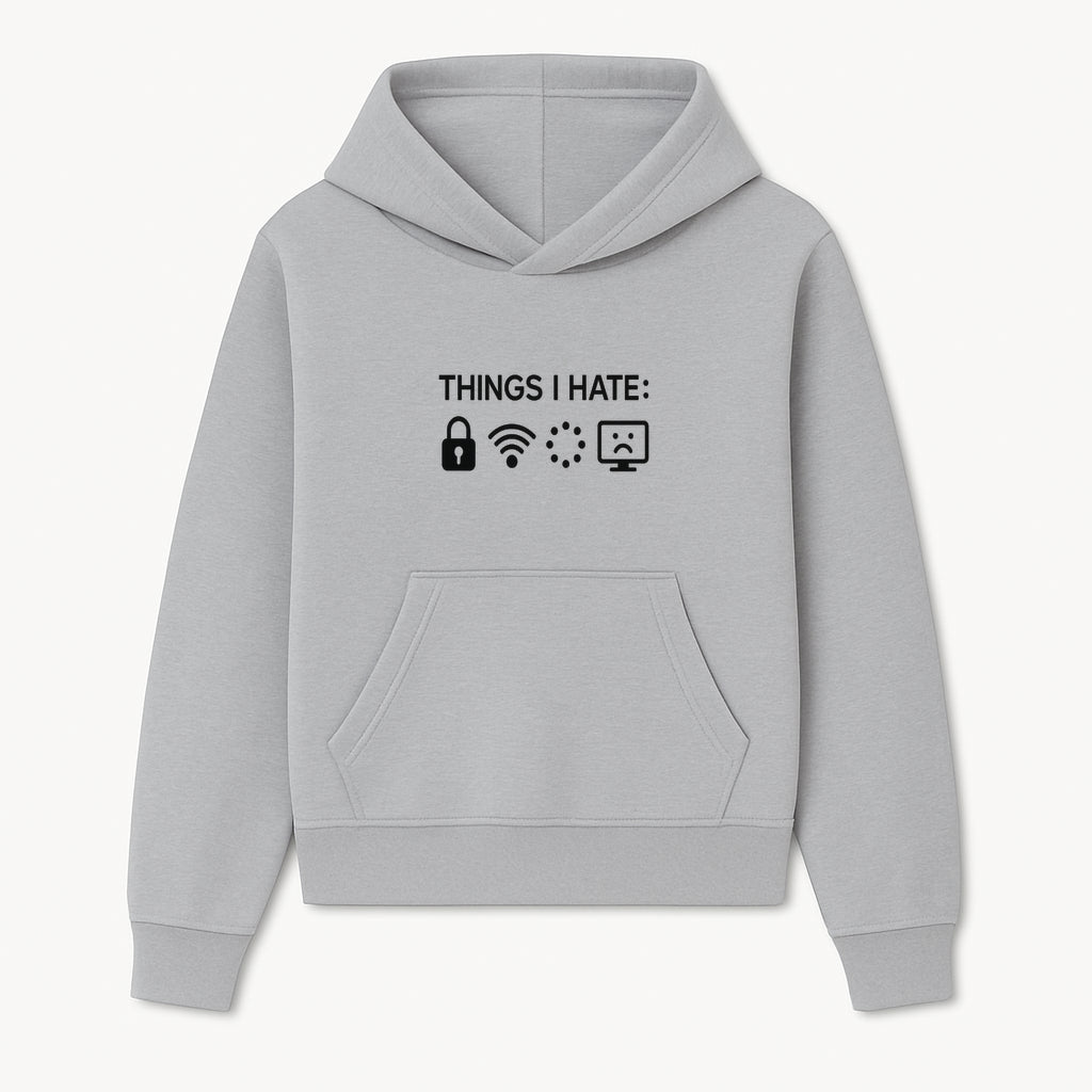 Funny Wall Art Poster - 'Things I Hate' with Icons of Lock, WiFi, Loading, and Sad Computer - Home Decor Print - Hoodie 1758004723379.jpg