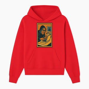 Cybersecurity Art Print - Hacker with Computer and Lock Design - Digital Security Wall Decor - Retro Illustration - Hoodie 1758004723428.jpg