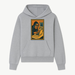 Cybersecurity Art Print - Hacker with Computer and Lock Design - Digital Security Wall Decor - Retro Illustration - Hoodie 1758004723582.jpg