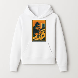 Cybersecurity Art Print - Hacker with Computer and Lock Design - Digital Security Wall Decor - Retro Illustration - Hoodie 1758004723699.jpg